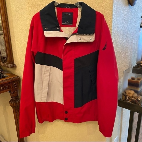 NAUTICA Color Block Zipped Snap Button Jacket Size Small - Picture 1 of 9